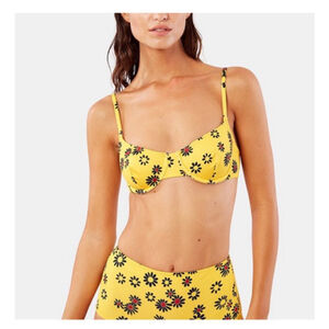 Solid & Striped Ginger Bikini Top Yellow Floral Underwire- Size XL